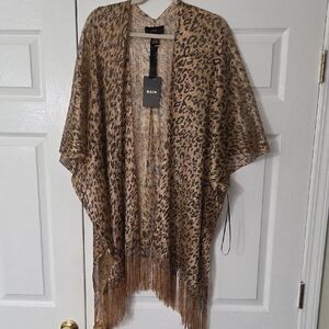 Rains Leopard Print Tunic with Fringe